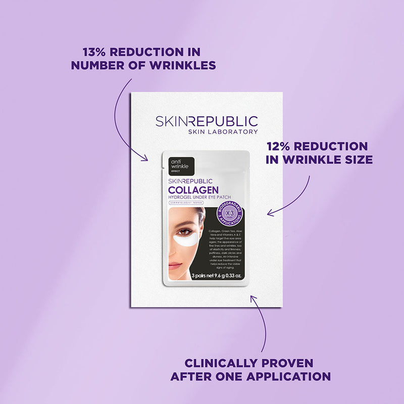 Anti-Wrinkle Collagen Hydrogel Biodegradable Under Eye Mask (3 Pairs)