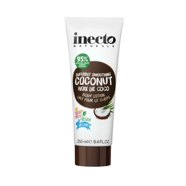 Inecto Smoothing  Coconut Body Lotion (250ml)  Take your skin to a tropical paradise. With tropical Papaya Oil, and Organic Coconut Oil, this body lotion is easily absorbed and will give your skin the moisture boost it deserves. All with a deliciously tropical fragrance too!