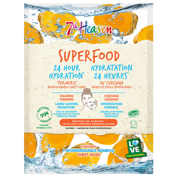7th Heaven Superfood Masque en feuille de curcuma hydratant 24 heures par 7th Heaven