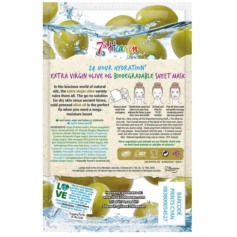 7th Heaven Superfood 24hr Hydratation Olive Oil Sheet Mask