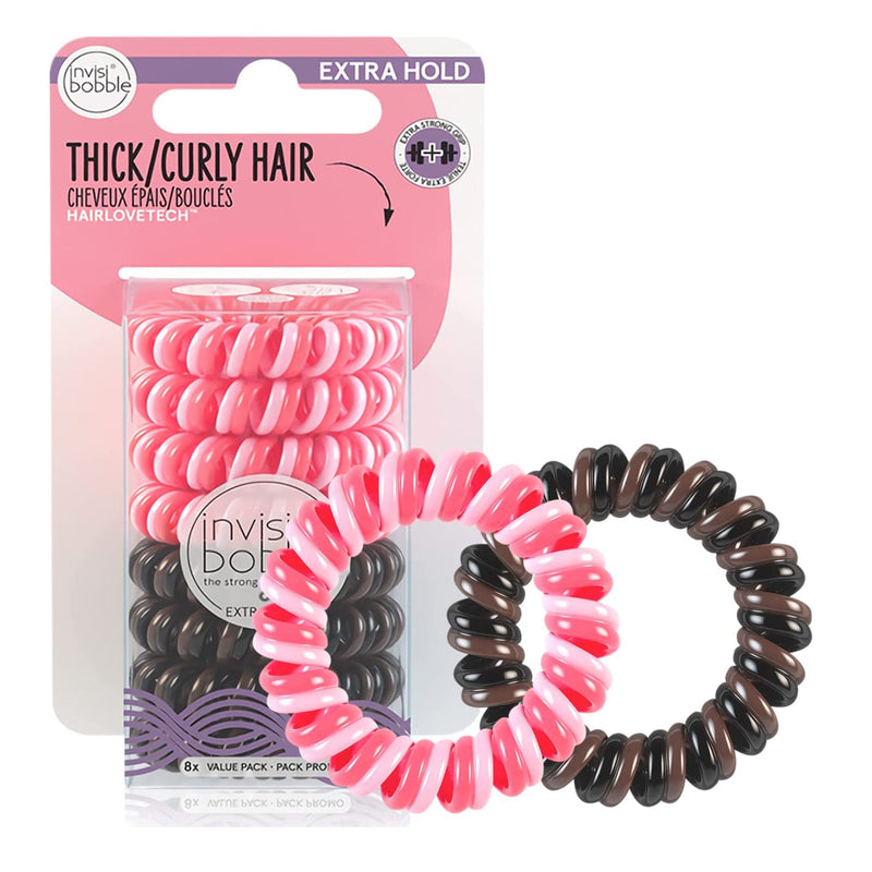 Invisibobble Extra Hold Value Pack - Pink/Brown (8pc)