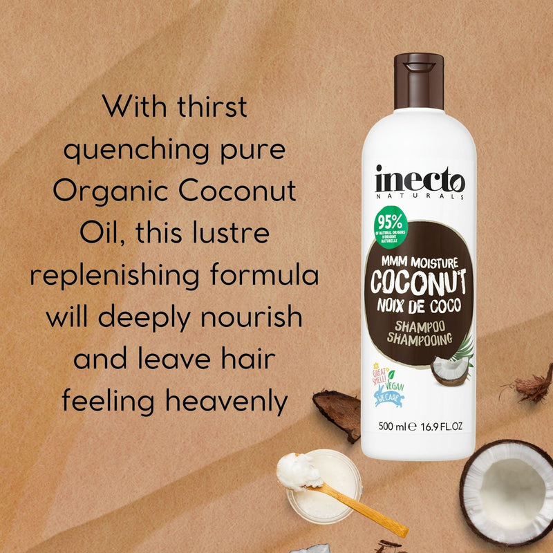 Inecto Naturals Shampooing hydratant à la noix de coco Cheveux secs sujets aux frisottis (500 ml)