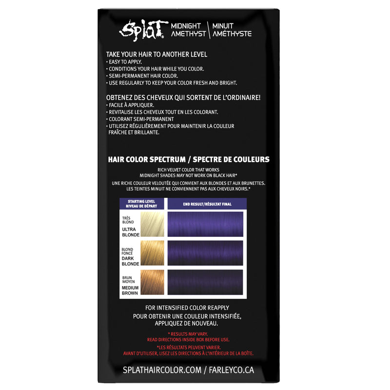Splat Midnight Kit de coloration semi-permanente à domicile Teinture capillaire pour brunes - Améthyste