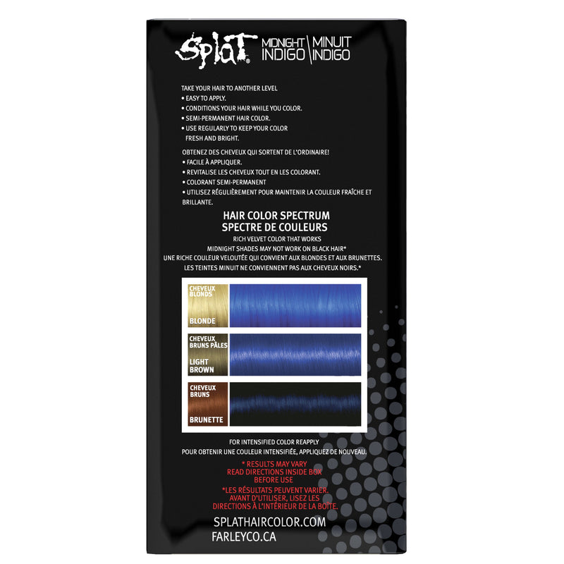 Splat Midnight Semi Permanent Color Kit At Home Hair Dye For Brunettes  - Indigo