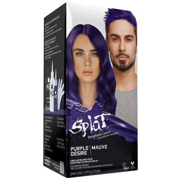 Splat Rebellious Color Kit de coloration semi-permanente à domicile pour cheveux - Purple Desire
