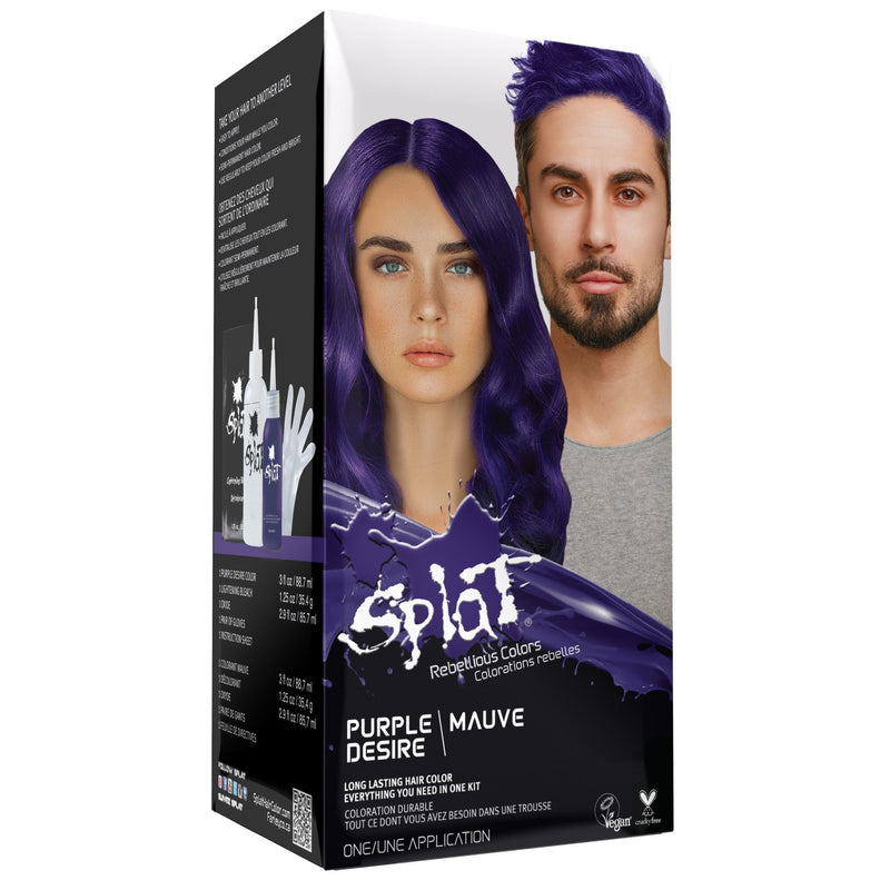 Splat Rebellious Color Semi Permanent  At Home Hair Dye Complete Color Kit - Purple Desire