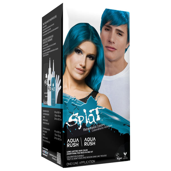Splat Rebellious Color Semi Permanent  At Home Hair Dye Complete Color Kit - Aqua Rush
