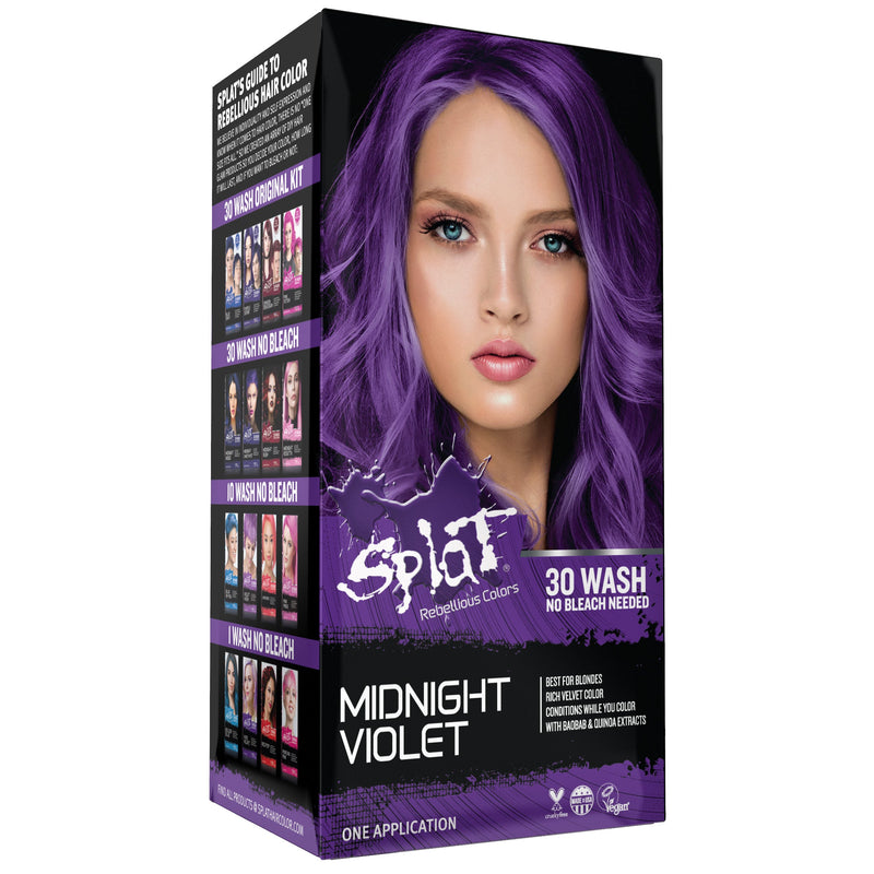 Splat Midnight Kit de coloration semi-permanente à domicile Teinture capillaire pour brunes - Violet