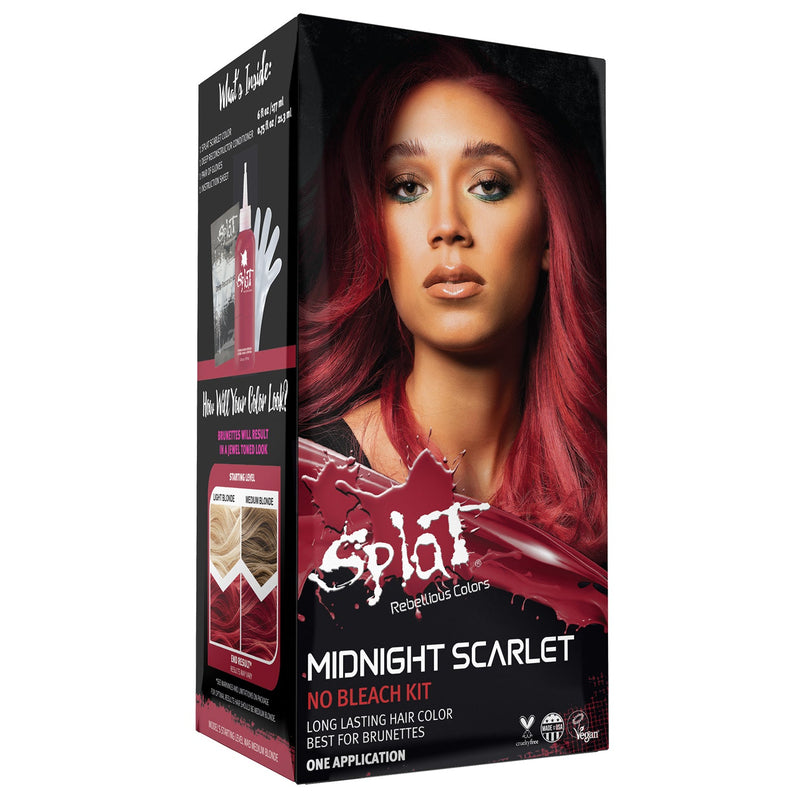Splat Midnight Kit de coloration semi-permanente à domicile Teinture capillaire pour brunes - Scarlet