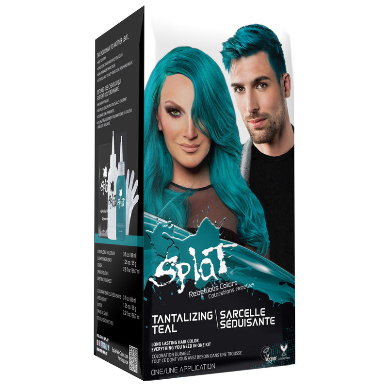 Splat Rebellious Color Semi Permanent  At Home Hair Dye Complete Color Kit - Tantalizing Teal