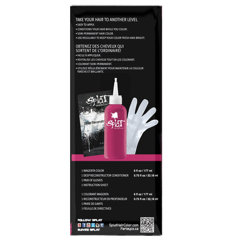 Splat Midnight Kit de coloration semi-permanente à domicile Teinture capillaire pour brunes - Magenta