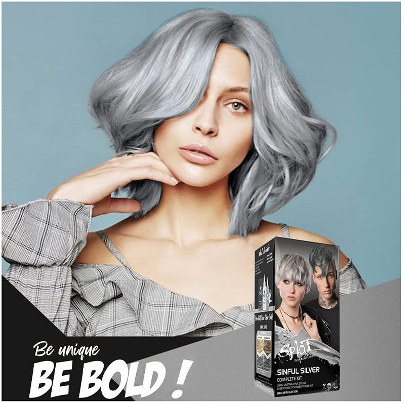 Splat Rebellious Color Teinture pour cheveux semi-permanente à domicile Kit complet de coloration - Sinful Silver