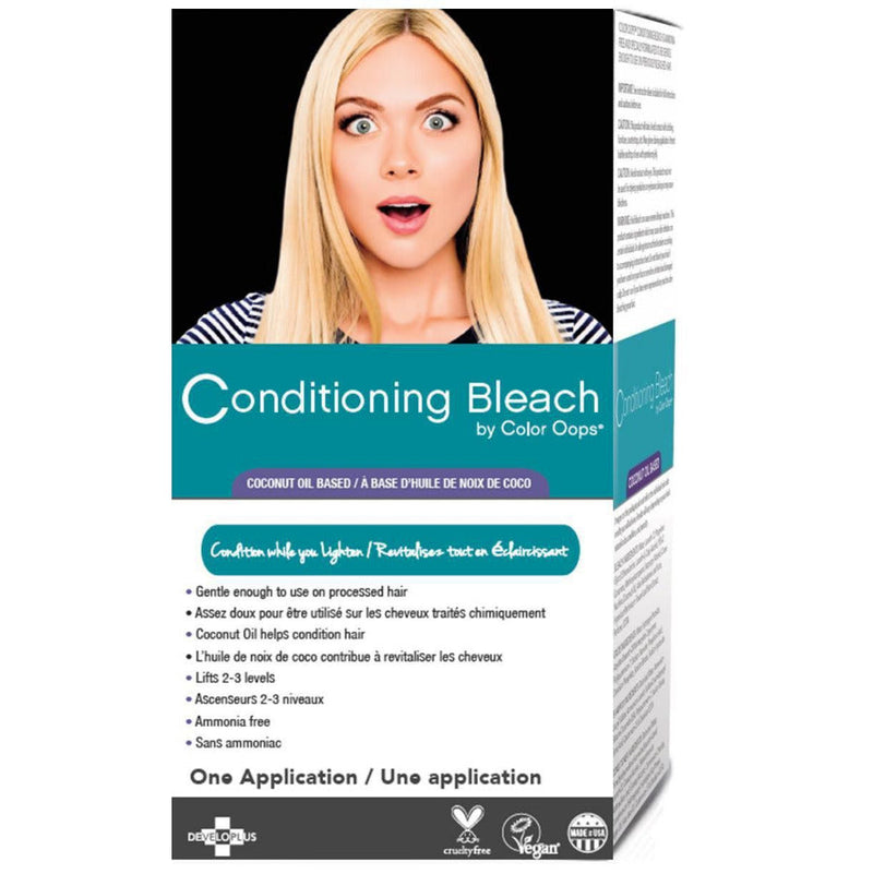 Color Oops Conditioning Bleach Kit This Salon inspired conditioning oil bleach system is made with nature’s finest oils and minerals. Color Oops Conditioning Bleach has a ammonia-free, vegan formula that conditions while you bleach.