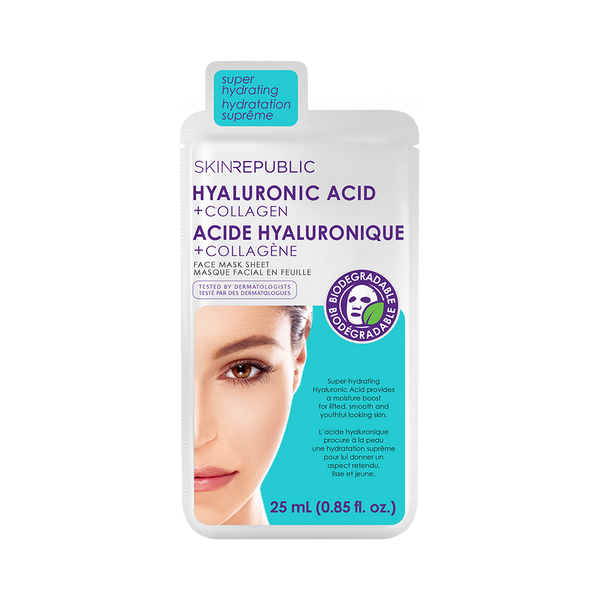 Hydrating Hyaluronic Acid & Collagen Biodegradable Face Mask