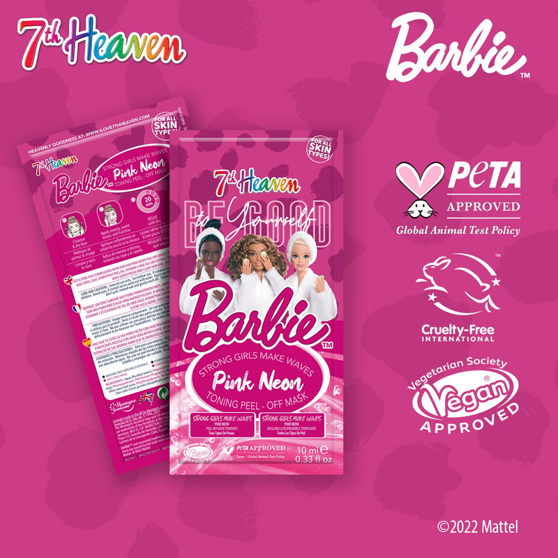 7th Heaven Barbie 'Strong Girls Make Waves' Pink Neon Peel Off Mask
