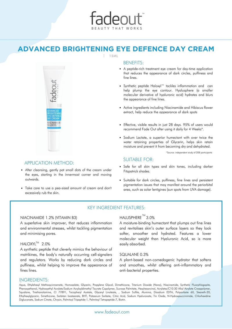 Fade Out Advanced Brightening Eye Defence Day Cream (15mL)