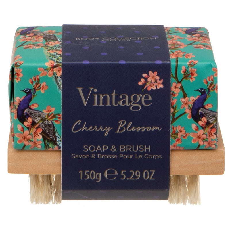 Badgequo Vintage Cherry Blossom Soap & Brush Gift Set
